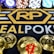 Stacks of poker chips in various colors are arranged in the background, while in the foreground, there are numerous golden coins featuring the Bitcoin symbol. The text 'REALPOKER' is prominently displayed in gold and silver lettering on a dark background.